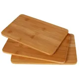 Buri Frühstücksbrettchen Holz 3-tlg. 22 x 14 x 0,8 cm Braun