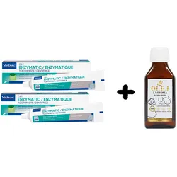 VIRBAC Zahnpasta mit Geflügelaroma zur enzymatischen Hunde Zahnpflege 70g + Lab-V Lachsöl 100ml