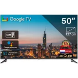 Google Smart TV | 4K Ultra HD Google TV | TeeView 50 Zoll QLED TV | 3xHDMI 2x USB | Ci+ | Triple Tuner DVB-T/T2/S/S2/C | Rahmenloses Design | Smart... - Schwarz