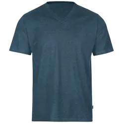 T-Shirt TRIGEMA "TRIGEMA V-Shirt DELUXE Baumwolle", Herren, Gr. XXXL, blau (jeans, melange), 100% Baumwolle, Basic, Kurzarm, Shirts