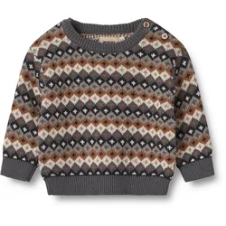 Strickpullover WHEAT "Wheat Sweatshirt Jacquard Pullover Elias", Jungen, Gr. 62/3m, bunt (multi), 100% Bio-Baumwolle, Pullover