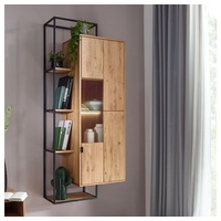Lomadox Hängevitrine mit led Beleuchtung, Wildeiche massiv geölt, WELLINGTON-69,