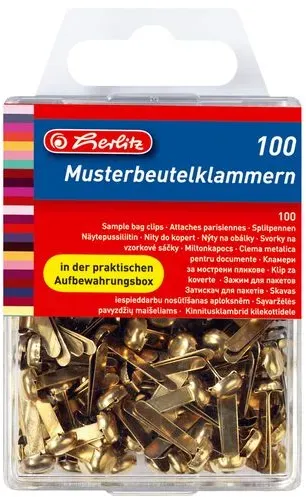 Preisvergleich Produktbild Herlitz Musterbeutelklammer Rundkopf messing 100 Stück