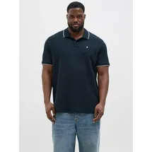 Jack & Jones PlusSize Poloshirt "JJEAUSTIN POLO SS NOOS PLS", Herren, Gr. 6XL, blau (sky captain detail:play), Jersey, Obermaterial: 58% Polyester, 40% Baumwolle, 2% Elasthan, JACK & JONES PLUSSIZE, unifarben, regular fit normal, Shirts, mit Polokragen