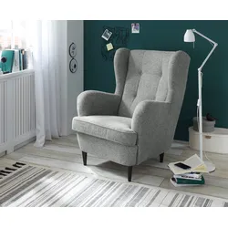 Ohrensessel ED EXCITING DESIGN "Oskar", grau, B:78cm H:102cm T:98cm, 100% Polyester, Sessel, frei im Raum stellbar, in verschiedenen Bezügen erhältlich
