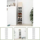 Schuhschrank Hochglanz-Weiß 27,5x27x102 cm Holzwerkstoff - Schuhschrank - Holzwerkstoff - Weiß - Garderobe - Regal - The Living Store