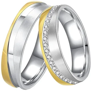 Trauring DOOSTI "Schmuck Geschenk Edelstahl Trauring Ehering Partnerring LIEBE" Gr. 52, gold (edelstahlfarben, gelbgoldfarben), Fingerringe, Damen, 52,mit Zirkonia, Edelstahl, 6mm, wahlweise mit oder ohne Zirkonia