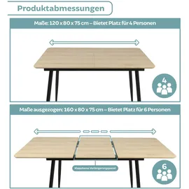 home collective Esstisch Hellbraun, Holzwerkstoff, 120x75x80 cm Esszimmer, Tische, Esstische