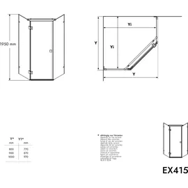 Bernstein Duschkabine Fünfeckdusche Nano Echtglas EX415 - 90 x 90 x 195 cm inkl. Duschtasse