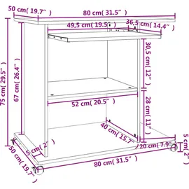 vidaXL Schreibtisch Schwarz 80x50x75 cm Holzwerkstoff