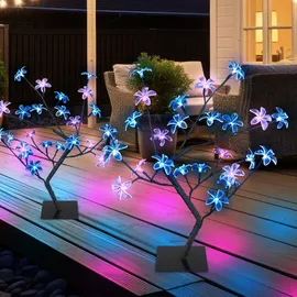 GLOBO Solarlampen für Außen Garten Deko Solarleuchte Außenbereich Stecklampe im Baum Design, Erdspieß Blüten Baum, led, h 60 cm