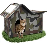 WHDPETS Katzenhaus Outdoor, Katzenhöhlen Für Draußen Winterfest Wasserdicht, Faltbare Wasserdicht Wetterfester Katzenhöhle Haustierhaus, Katzenhaus Tierheim Für Streuner Haustiere(Green)