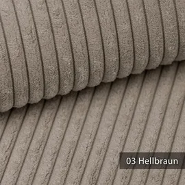 novely novely® PORTO - Polsterstoff in Breitcord-Optik - Ultraweicher Möbelstoff - Pflegeleichte Meterware 1 lfm | Farbe: 03 Hellbraun