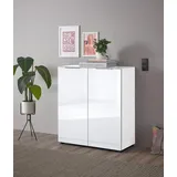 HBZ Kommode »Santorin Mehrzweckschrank-Universalschrank, BxHxT 90x99x40 cm«, (1 St.), Mit 2 Türen mit Softclose, 2 Einlegeböden, Glasfront und Glasoberboden, weiß