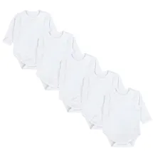 TupTam Baby Langarm Wickelbody 5er Pack, Jungen, Gr. 50 N-Gr, weiß, Obermaterial: 100% Baumwolle, CO., Bodys