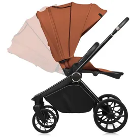 lionelo Mika Plus 2-in-1 Buggy 0-48 Monate (22kg), XXL-Verdeck mit UPF50+, 3-stufige Verstellung des Elterngriffs - Brown Rust - Braun