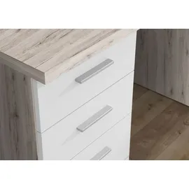 freiraum möbelando Schreibtisch Bürotisch Computertisch Arbeitstisch Laptoptisch Büromöbel Balu I Sandeiche/Weiß Matt