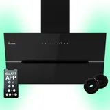 KKT KOLBE Dunstabzugshaube 90 cm 782 cbm/h Umluft Abluft Kopffrei Wandhaube Schwarz Glas Smart WiFi App WLAN RGBW-LED-Beleuchtung ECCO9005SM - Schwarz