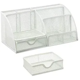 Relaxdays Schreibtisch-Organizer Metall 19000 x 12500 mm Weiß 6 St.