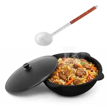 4big.fun Gusseisen Kasan 22L NAMANGAN Aluminium Deckel Campingtopf Kazan WOK Kessel Camping BBQ Asia Schaumkelle
