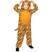 amscan 9908793 Tiger Halloween-Kostüm, Einteiler, Alter, Schwarz/Orange, 8-10 Jahre
