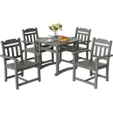 Vevor 5-teiliges Gartenmöbel Set Balkonmöbel Set 1 Tisch + 4 Stühle, 150 kg / 150 kg Sitzgruppe Garnitur Wetterfest Sonnenfest, Essgruppe Garten Terrassenmöbel-Set Modern Balkon Möbel Hellgrau