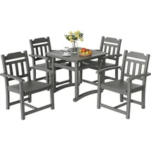 Vevor 5-teiliges Gartenmöbel Set Balkonmöbel Set 1 Tisch + 4 Stühle, 150 kg / 150 kg Sitzgruppe Garnitur Wetterfest Sonnenfest, Essgruppe Garten Terrassenmöbel-Set Modern Balkon Möbel Hellgrau