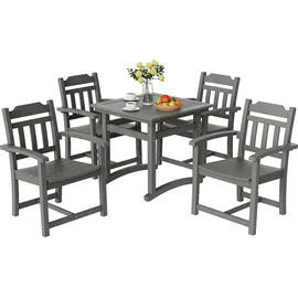 Vevor 5-teiliges Gartenmöbel Set Balkonmöbel Set 1 Tisch + 4 Stühle, 150 kg / 150 kg Sitzgruppe Garnitur Wetterfest Sonnenfest, Essgruppe Garten Terrassenmöbel-Set Modern Balkon Möbel Hellgrau