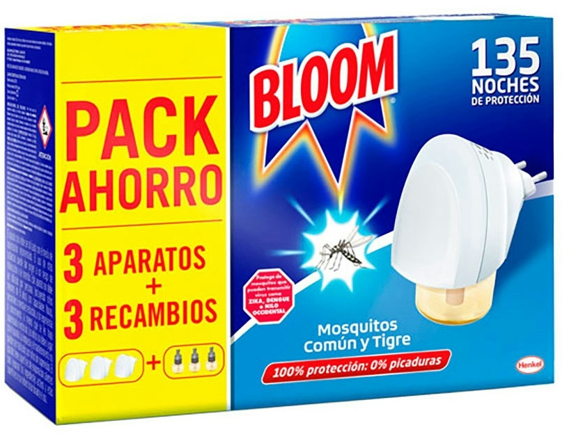 BLOOM - Insect Bloom Savings Pack 3 Stück. 3 Stück Gerät+3 Nachfüllungen für gemeine und Tigermücken