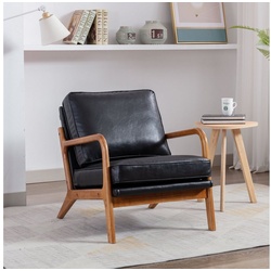 Ulife Sessel Modern mit Holzbeine, Armlehnen (1-St), 65×80×76cm schwarz