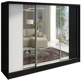 A&J MöbelLand Schiebetürenschrank VIDA 200 x 215 x 59,5 cm Schwarz/Weiß