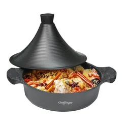 Aluguss Tajine Tagine Ø32cm Induktion Silikongriffe Gartopf Dampfgarer Bräter Schwarz