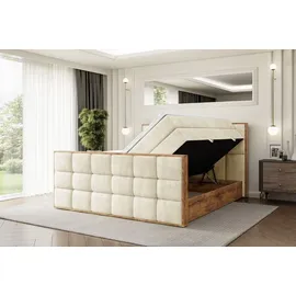 altdecor Boxspringbett mit Matratze Topper, Polsterbett mit Bettkasten, LOLLI2-Z KING - Beige