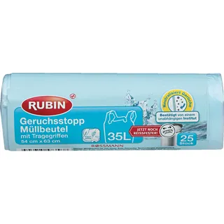 RUBIN Müllbeutel Geruchsstopp 35,0 l blau, 25 St.