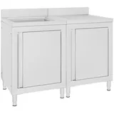 vidaXL Gastro-Spülenunterschrank Edelstahl 120x60x96 cm