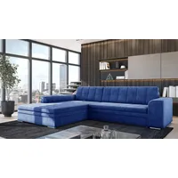 Fun Möbel Ecksofa Sofa SARRA mit Schlaffunktion Stoff Fresh Blau Ottomane Links