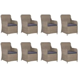 vidaXL 9-tlg. Garten-Essgruppe Poly Rattan Braun