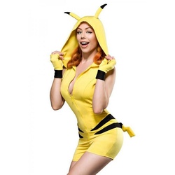 Metamorph Kostüm Sexy Pika, Donnerblitz: knappes Hoodiekostüm für putzige Pocketmonster gelb