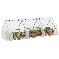 Outsunny Gewächshaus Mit Reißverschlussfenster, Winterfest Foliengewächshaus Aus Stahl, Treibhaus Für Balkon, Garten, 270 X 90 X 90 Cm, Tomatenhaus Für Tomaten, Gemüse, Blumen, Weiß