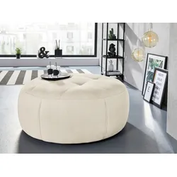 Hocker INOSIGN "Lounis", weiß, B:104cm H:44cm T:104cm, Chenille (100% Polyester), Struktur (100% Polyester), Soft clean (98% Polyester 2% Polyamid), Hocker, Rundhocker in 2 Größen,, "Soft clean" für leichte Reinigung mit Wasser