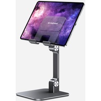 elitehood Aluminium-iPad-Ständer, verstellbarer iPad-Ständer für Schreibtisch, Desktop-Tablet-Ständer für iPad Pro 12.9 11, iPad Air Mini 4 5 und mehr 4-13 Zoll Tablets, Grau