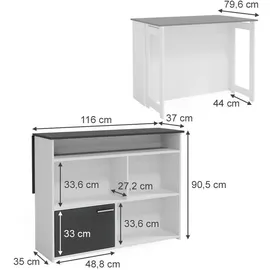 Vicco Bartisch Dominic, 116 x 37 cm Esszimmer Küche offene Fächer und 1x Tür