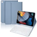 Schutzhülle mit Tastatur für iPad 9. Generation 2021/8. Generation 2020/7. Generation 2019, 10,2 Zoll, Hülle mit abnehmbarer kabelloser Tastatur für iPads 10,2 Zoll, UK-Layout, iPad-Tastaturen für