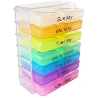 Tablettenbox 7 Tage Morgens Mittags Abends Nachts, Klein Pillendose Große Fächer Für Unterwegs, Medikamentenbox 7 Tage 4 fächer mit Einfachem Offenem Design für Kinder ältere und Arthritische Hände