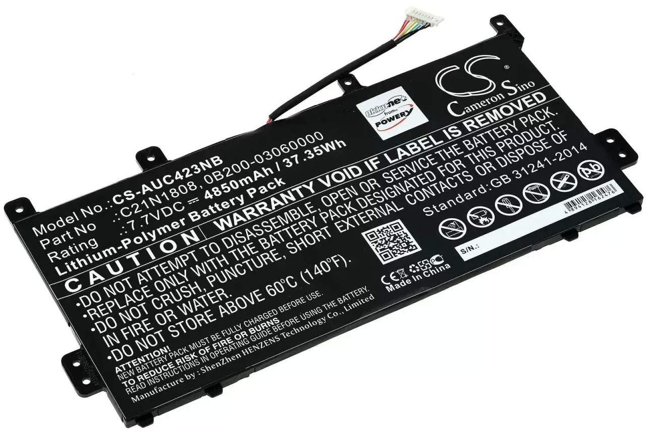 Akku passend für Laptop Asus Chromebook C423NA-EB0048, Chromebook C523NA-DH02, Typ C21N1808 u.a. - 7,7V - 4850 mAh