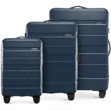 WITTCHEN COMODO Line Kofferset Reisekoffer Hartgepäck aus ABS TSA Schloss Reisekofferset Gepäckset Handgepäck Set Größe (S+M+L) Marineblau