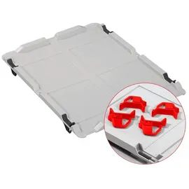 Proregal Spar Set 4x Eurobox Nextgen Color Mit Auflagedeckel & Schiebeschnappverschlüsse HxBxT 32 x 30 x 40 cm Griffe Rot Geschlossen Glatter Boden