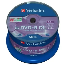 1x50 Verbatim DVD+R Double Layer 8x Speed, 8,5GB matt silver