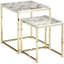 KADIMA DESIGN Beistelltisch Set Weiß Marmor 2-teilig 0 x 0 cm