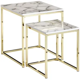 KADIMA DESIGN Beistelltisch Set Weiß Marmor 2-teilig 0 x 0 cm